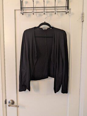Reitmans Black Draped Open-Front Cardigan S/P